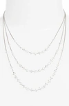 Nadri Boho Layered Necklace In Silver/ Clear