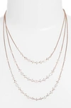 Nadri Boho Layered Necklace In Rose Gold/ Clear