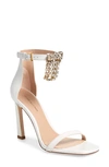 Stuart Weitzman Nudist Crystal Fringe Sandal In Off White Cush Nappa