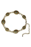 Lovestrength Camilla Genuine Turquoise Chain Belt In Brass