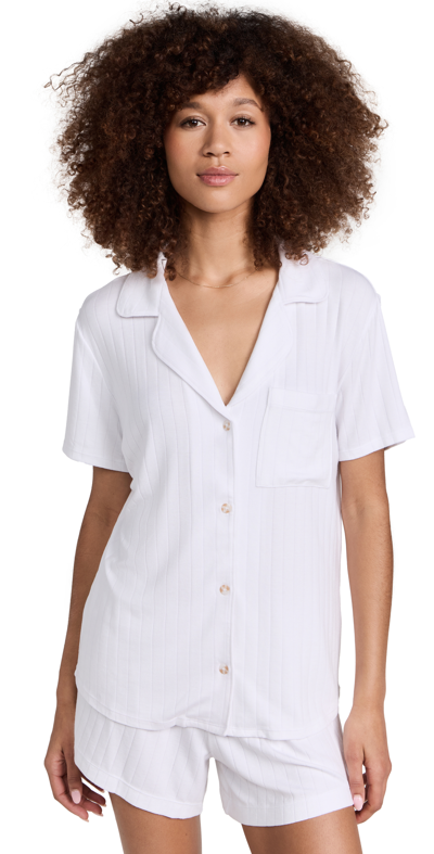 Eberjey Gisele Rib Relaxed Short Pj Set In White