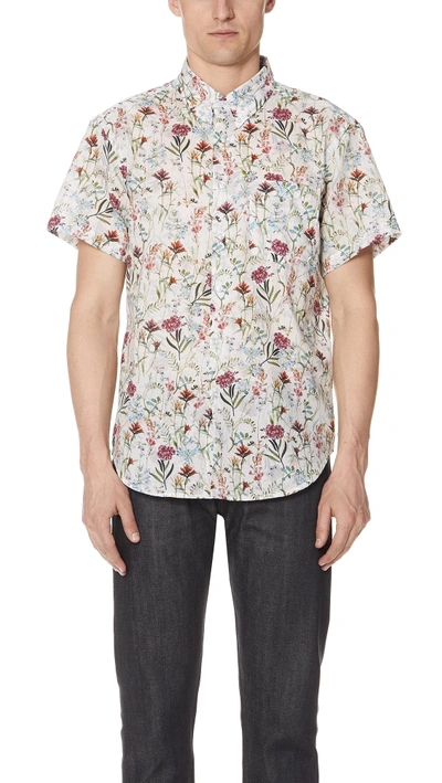 Naked & Famous Antique Botanical Shirt In White