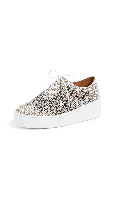 Robert Clergerie Laser Cutout Oxfords In White