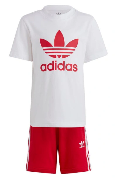 Adidas Originals Kids' Boys Adidas Shorts And T-shirt Set In White/red