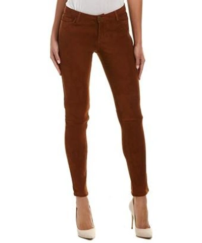 Maje Camel Suede Trouser In Brown