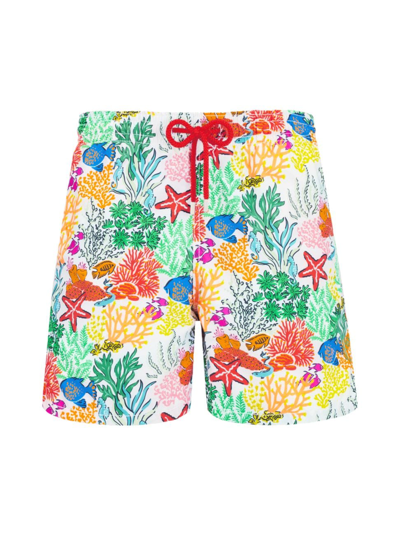 Vilebrequin Fond Marins Multicolores Swimming Shorts In Blanc