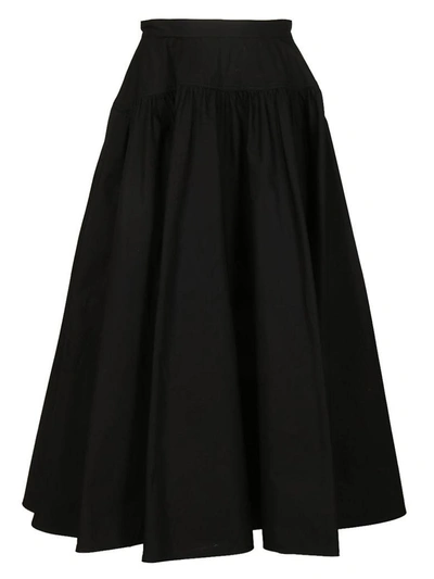 Calvin Klein Wide Pleated Skirt In Nero