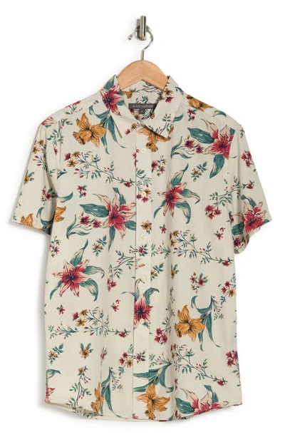 Slate & Stone Floral Cotton Poplin Short Sleeve Button-up Shirt In White Multi Floral