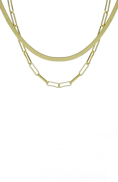Panacea Two Row Herringbone Link Layered Necklace In Gold