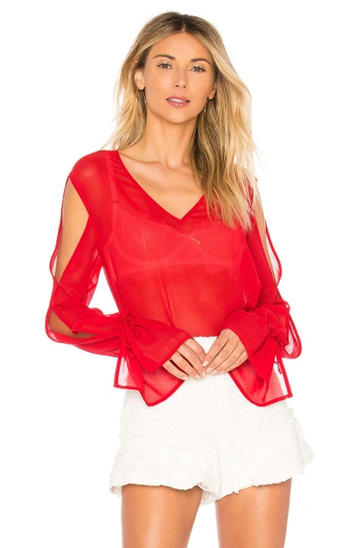 Asilio Liberty Chiffon Split Sleeve Top In Red