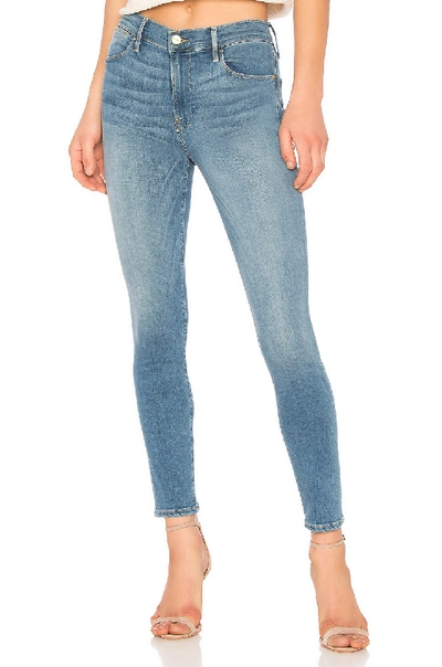 Frame Le High Skinny Cotton Denim Jeans In Blue