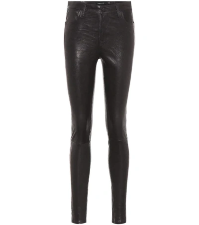 J Brand Leather Skinny Pants In Black