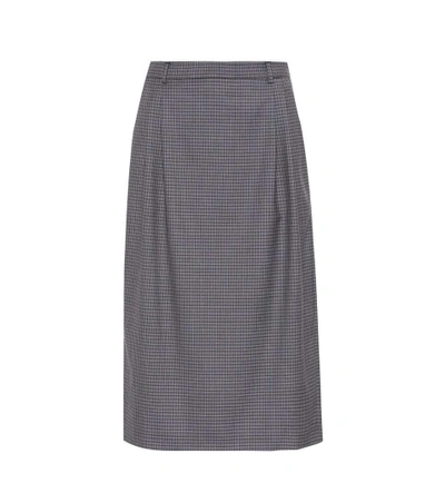 Miu Miu Plaid Wool Skirt In Grey