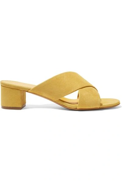 Mansur Gavriel Suede Mules In Mustard