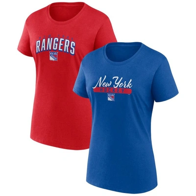 Fanatics Branded Blue/red New York Rangers Two-pack Fan T-shirt Set
