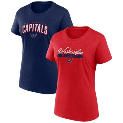 Fanatics Branded Red/navy Washington Capitals Two-pack Fan T-shirt Set
