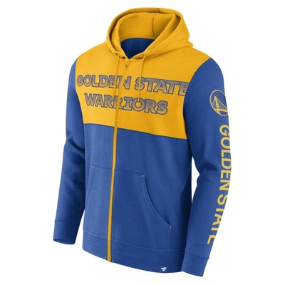 Fanatics Branded Royal/gold Golden State Warriors Skyhook Colorblock Full-zip Hoodie In Royal,gold