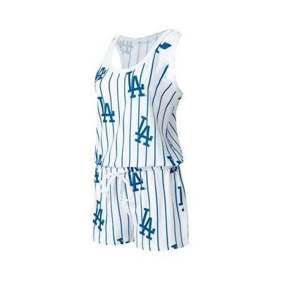 Concepts Sport White Los Angeles Dodgers Reel Pinstripe Knit Romper