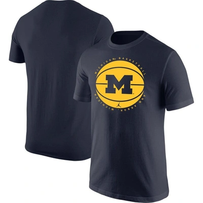 Jordan Brand Navy Michigan Wolverines Basketball Logo T-shirt