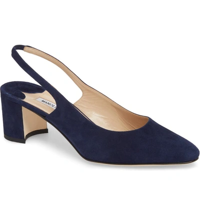 Manolo Blahnik Allurasa Slingback Suede Pumps In Navy