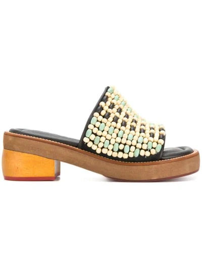 Marni Embellished Leather Sandals In Multi
