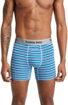 Tommy John Second Skin 4-inch Boxer Briefs In Crystal Blue Globe Stripe