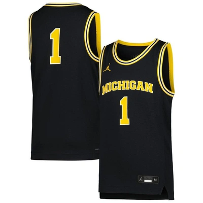 Jordan Brand Kids' Youth  #1 Navy Michigan Wolverines Icon Replica Basketball Jersey