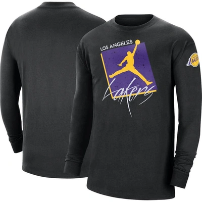 Jordan Brand Black Los Angeles Lakers Courtside Max 90 Vintage Wash Statement Edition Long Sleeve T-