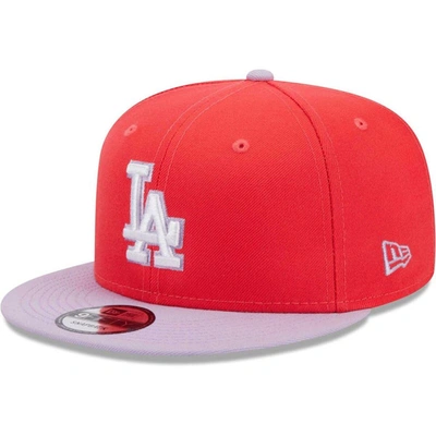 New Era Men's  Red, Purple Los Angeles Dodgers Spring Basic Two-tone 9fifty Snapback Hat In Red,purple