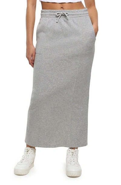 River Island Marl Sweat Midi Skirt In Grey