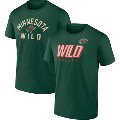 Fanatics Branded Green Minnesota Wild Wordmark Two-pack T-shirt Set