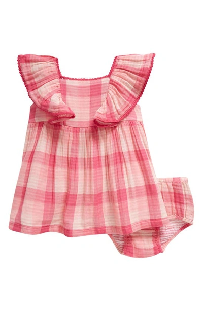 Tucker + Tate Babies' Rainbow Gingham Sleeveless Dress In Pink Magenta Triple Check
