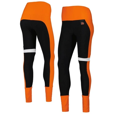 Kiya Tomlin Black/orange Cincinnati Bengals Colorblock Tri-blend Leggings