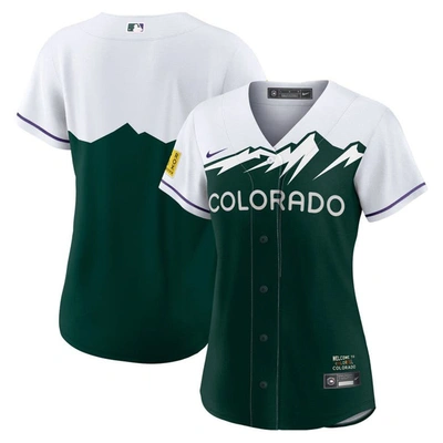 Nike White/forest Green Colorado Rockies City Connect Replica Team Jersey