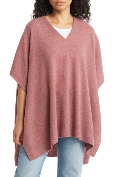Nordstrom V-neck Wool & Cashmere Poncho In Pink