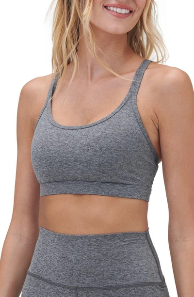 Spiritual Gangster Vibra Tech Racerback Sports Bra In Heather Grey