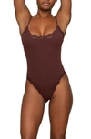 Skims Fits Everybody Lace Cami Bodysuit In Cocoa