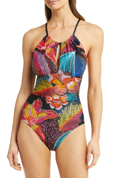 La Blanca Sunlit High Neck Mio One-piece Swimsuit In Multi