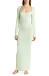 Skims Soft Lounge Long Sleeve Dress In Honeydew