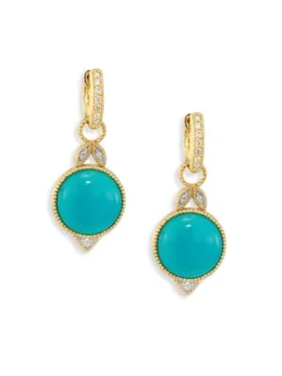 Jude Frances Lisse Diamond, Turquoise & 18k Yellow Gold Round Earring Charms In Gold Turquoise