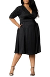 Kiyonna Gabriella Print Jersey A-line Dress In Black Noir
