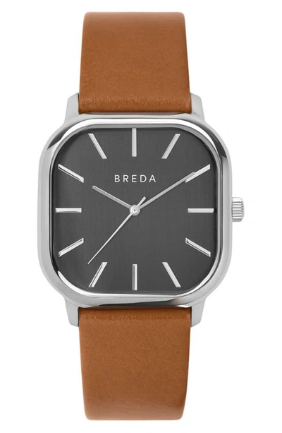Breda Visser Square Leather Strap Watch, 35mm In Brown