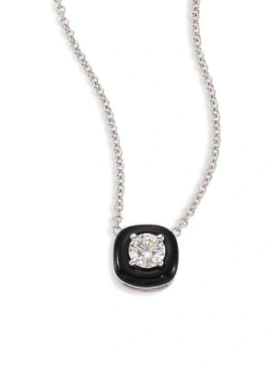 Nikos Koulis Women's Oui Diamond, Enamel & 18k White Gold Pendant Necklace In White Gold Black