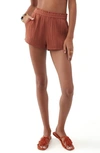 O'neill Carlie Cotton Double Gauze Shorts In Rustic Brown