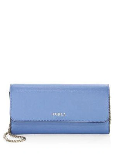 Furla Babylon Chain Leather Wallet In Blue