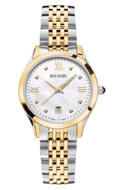 Balmain Classic R Diamond Two-tone Bracelet Watch, 34mm In Gold/ Silver