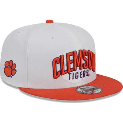 New Era Men's  White, Orange Clemson Tigers Two-tone Layer 9fifty Snapback Hat In White,orange