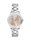 Dior Viii Montaigne Diamond, Mother-of-pearl & Two-tone Stainless Steel Bracelet Watch In Silver Pink