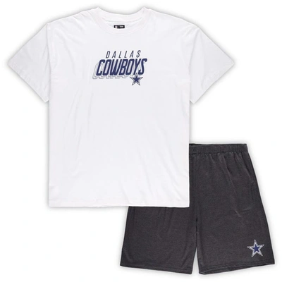 Concepts Sport White/charcoal Dallas Cowboys Big & Tall T-shirt And Shorts Set