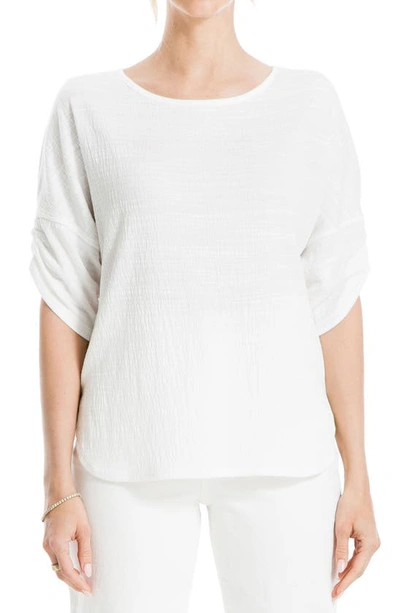 Max Studio Cinched Sleeve Textured T-shirt In White